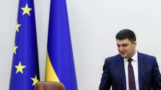 PM Ukraina, Volodymyr Groysman dalam sebuah pertemuan di ibukota Kiev, Ukraina