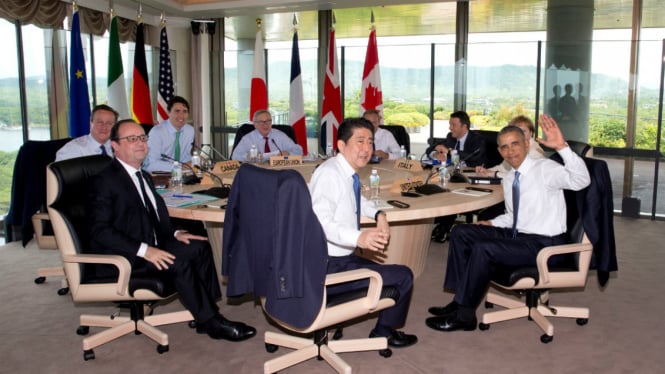 Para pemimpin negara anggota G-7 di Shima, Jepang, Jumat, 27 Mei 2016.