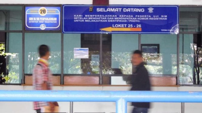 Lokasi perpanjangan SIM di Satpas SIM Daan Mogot, Jakarta Barat,.