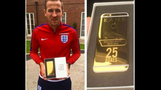 Harry Kane pamerkan hadiah iPhone emas