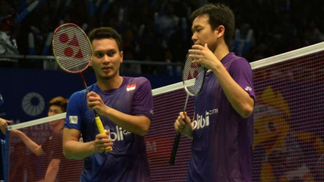 Pasangan ganda putra Indonesia, Hendra Setiawan/Mohammad Ahsan.