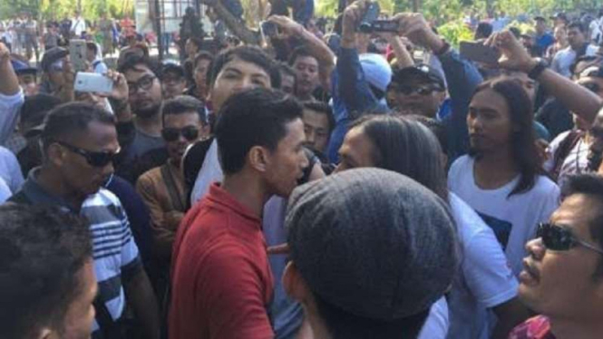 Aktivis yang dipukuli saat Jokowi pidato.