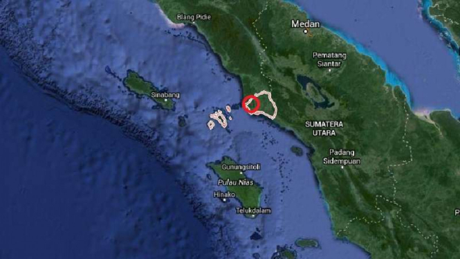 Lokasi gempa darat Aceh Singkil