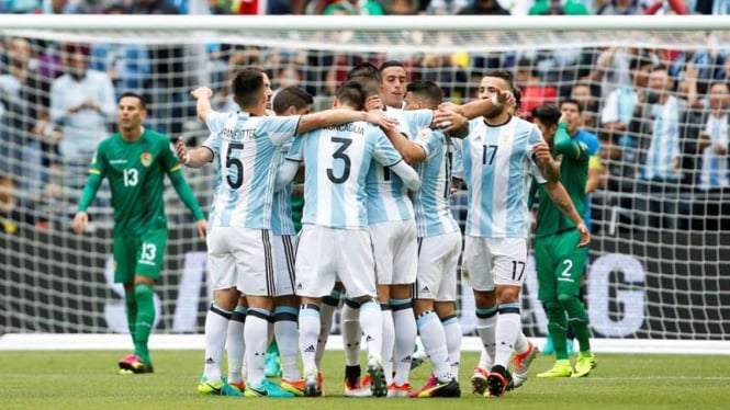 Selebrasi para pemain Argentina.