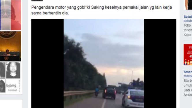 Pengguna Facebook unggah video pengendara motor masuk tol