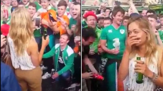 Fans Irlandia menggoda wanita cantik Prancis