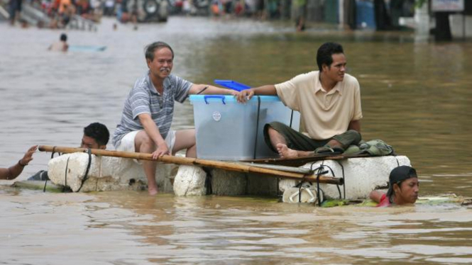Ilustrasi  banjir Jakarta.
