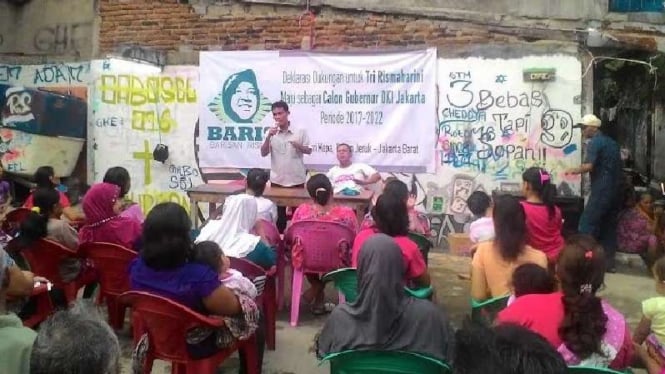 Acara deklarasi Risma di Kebon Jeruk, Jakarta Barat.