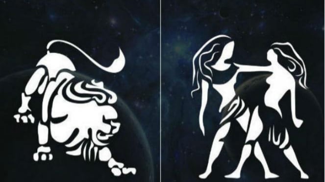 Lambang zodiak Leo dan Gemini.