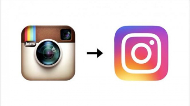 Logo Instagram lama (kiri) dan logo baru (kanan)