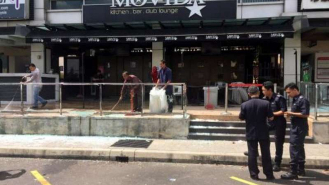 Lokasi ledakan granat di Kafe Movida di Malaysia, Selasa, 28 Juni 2016.