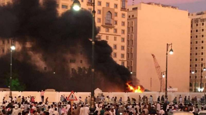 Foto ledakan di markas keamanan Masjid Nabawi