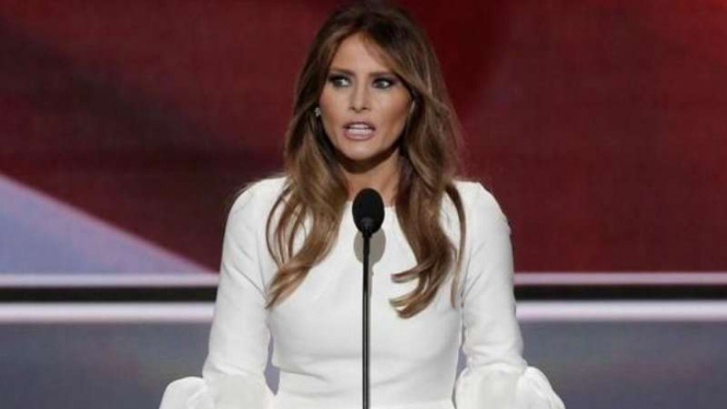 Melania Trump saat pidato di Konvensi Nasional Partai Republik.