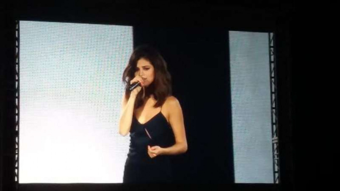 Selena Gomez saat tampil di Indonesia, Sabtu, 23 Juli 2016.