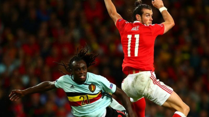 Pemain belakang Timnas Belgia, Jordan Lukaku (kiri)