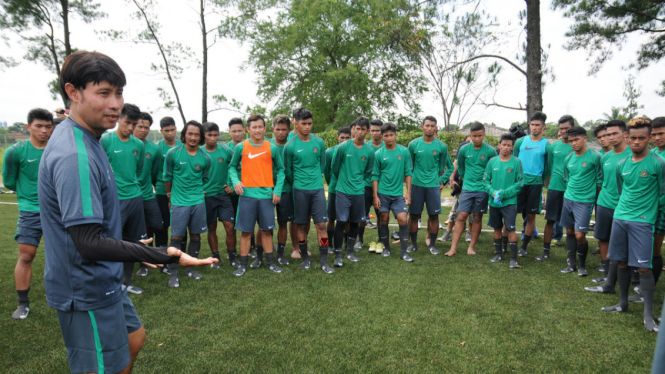 Seleksi pemain Timnas U-19 di Lapangan National Youth Training Centre PSSI, Sawangan, Depok, Jawa Barat, Senin (25/7).