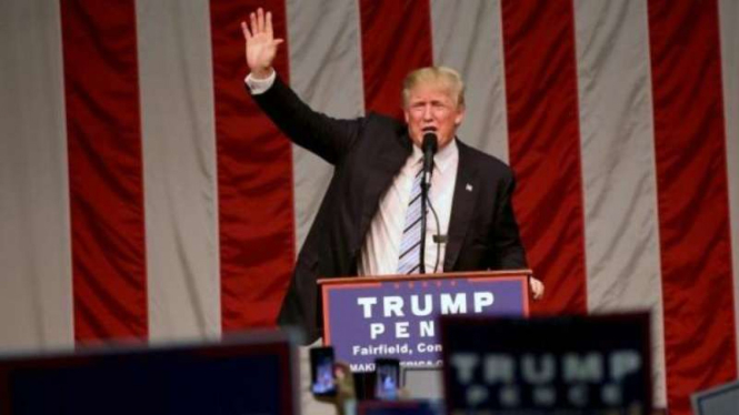 Capres AS dari Partai Republik, Donald Trump saat kampanye di Connecticut, AS.