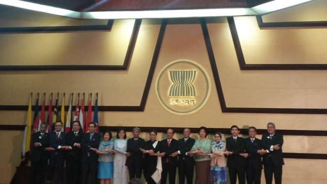 HUT ke-49 ASEAN di Gedung Sekjen ASEAN, Jakarta Selatan, Senin, 15 Agustus 2016.