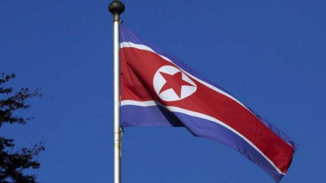 Bendera Korea Utara.