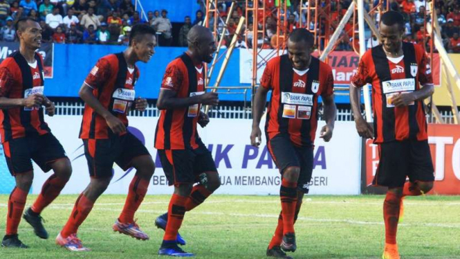 Selebrasi gol pemain Persipura Jayapura