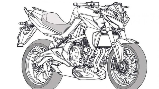 Gambar sketsa paten motor sport Kymco basis ER6.