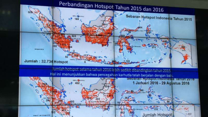 Ilustrasi/Peta penyebaran titik api di Indonesia