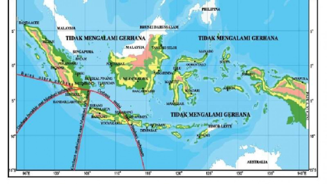 Peta wilayah Indonesia yang dilalui Gerhana Matahari Cincin