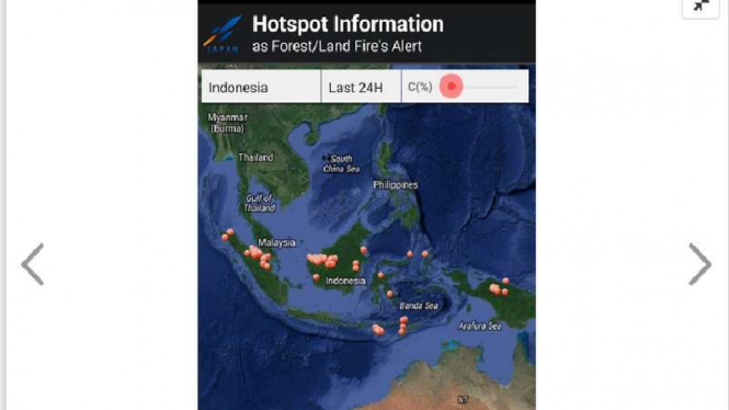 Aplikasi data titik panas kebakaran hutan buatan Lapan