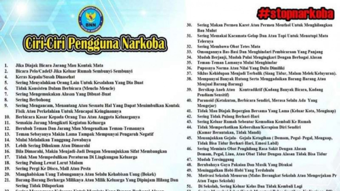 Ciri-ciri pengguna narkoba versi BNN