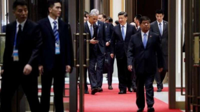 Presiden AS Barack Obama dan Presiden China Xi Jinping di KTT G-20.