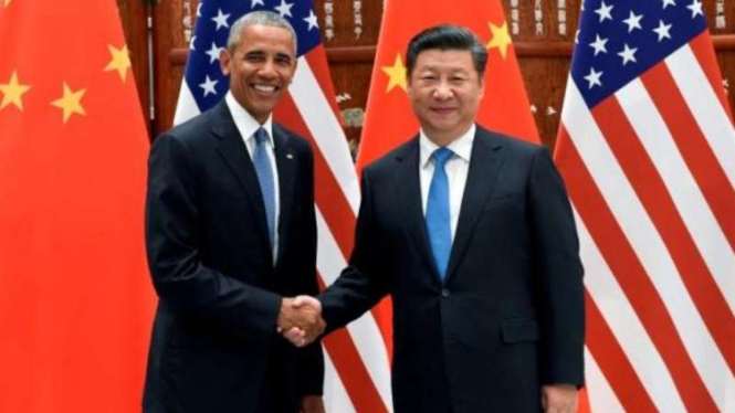 Presiden AS Barack Obama dan Presiden China Xi Jinping di KTT G-20.