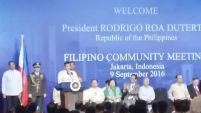 Presiden Filipina Rodrigo Duterte di Jakarta, 9 September 2016.
