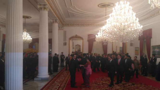 Kepala BIN Budi Gunawan dan Megawati Soekarnoputri usai pelantikan di Istana, Jumat (9/9/2016).