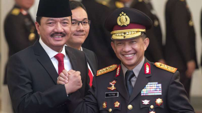 Kepala BIN Budi Gunawan (kiri) dan Kapolri Tito Karnavian.