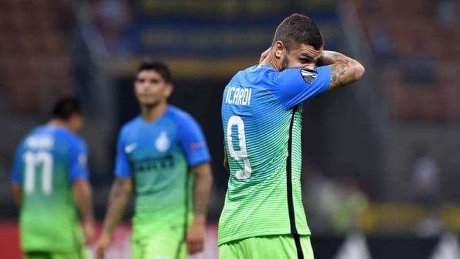 Pemain Inter Milan, Mauro Icardi, di Liga Europa