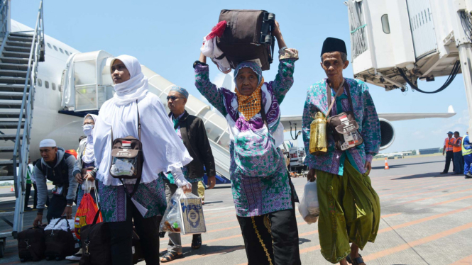 Ilustrasi/Jemaah haji Indonesia tiba di tanah air usai menunaikan ibadah di Arab Saudi.