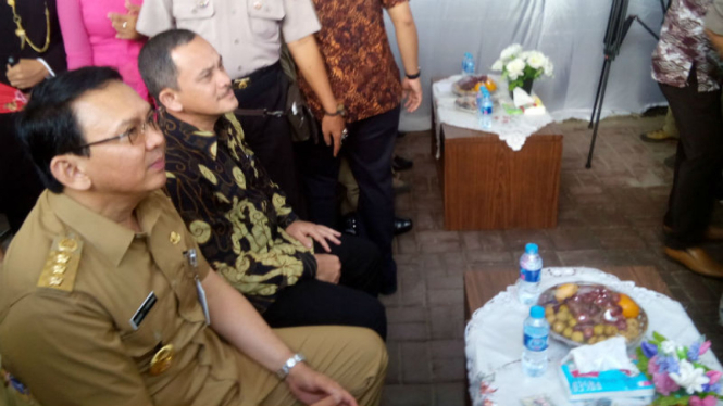 Gubernur DKI Jakarta, Basuki Tjahaja Purnama saat peresmian RPTRA di Pulau Pramuka, Kepulauan Seribu.