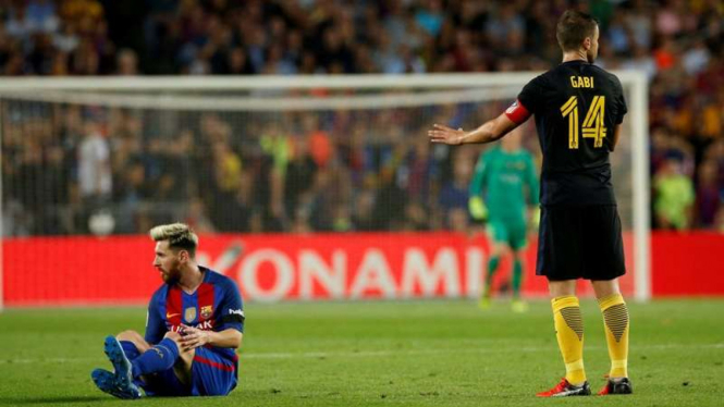 Lionel Messi, mengalami cedera saat melawan Atletico Madrid