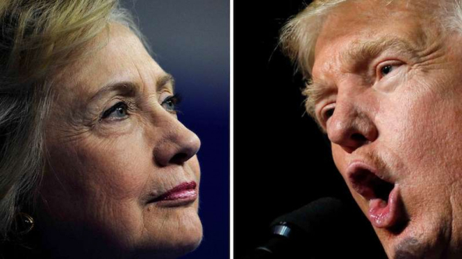 Kandidat Presiden AS Hillary Clinton dan Donald Trump. 