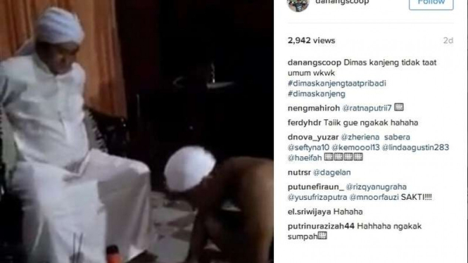 Video parodi Dimas Kanjeng Taat Pribadi. Dalam video ini, lelaki yang meniru gaya Dimas Kanjeng mengeluarkan sendok, garpu, indomie hingga obat nyamuk bakar.
