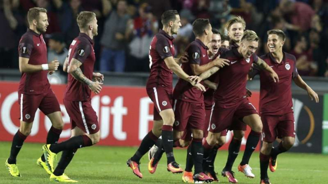 Pemain Sparta Praha saat tampil di Liga Champions