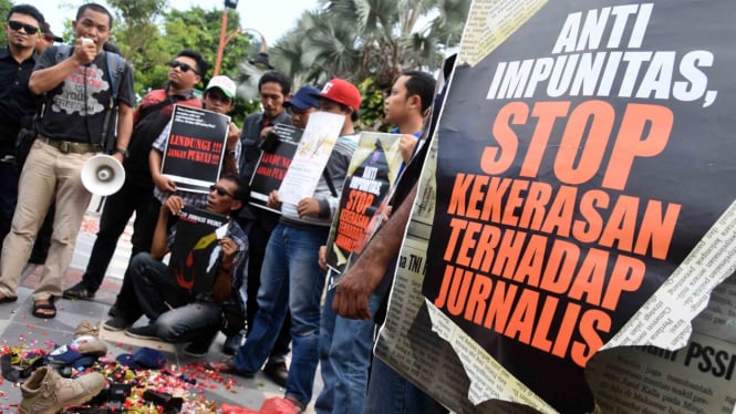 Aksi menentang kekerasan terhadap jurnalis. (Foto ilustrasi).