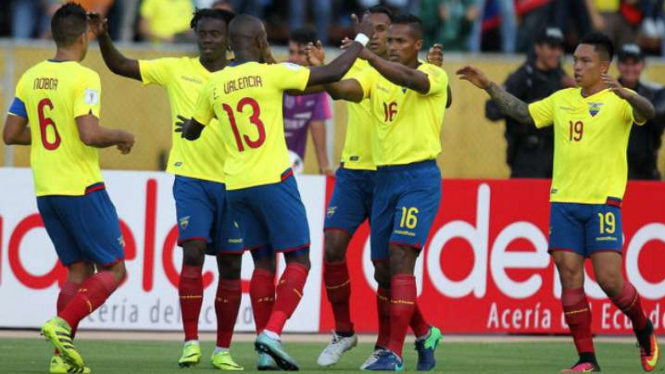 Ekuador rayakan kemenangan atas Cile dalam laga kualifikasi Piala Dunia 2018
