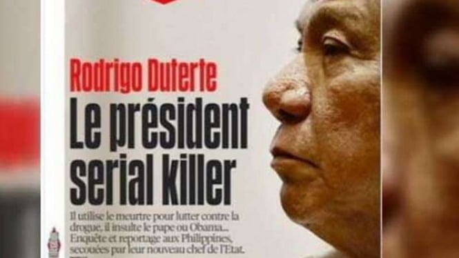 Presiden Filipina Rodrigo Roa Duterte jadi cover Harian Liberation.