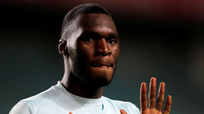 Pemain Timnas Belgia, Christian Benteke, usai cetak gol ke gawang Gibraltar