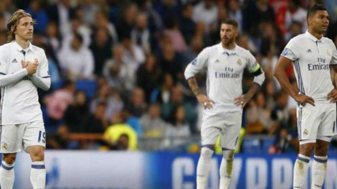 Kapten Real Madrid, Sergio Ramos (tengah)