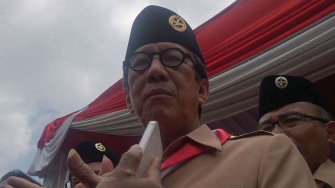 Menteri Hukum dan Hak Asasi Manusia, Yasonna Hamonangan Laoly, seusai menghadiri Jambore Narapidana di Kabupaten Garut, Jawa Barat, pada Kamis, 13 Oktober 2016.