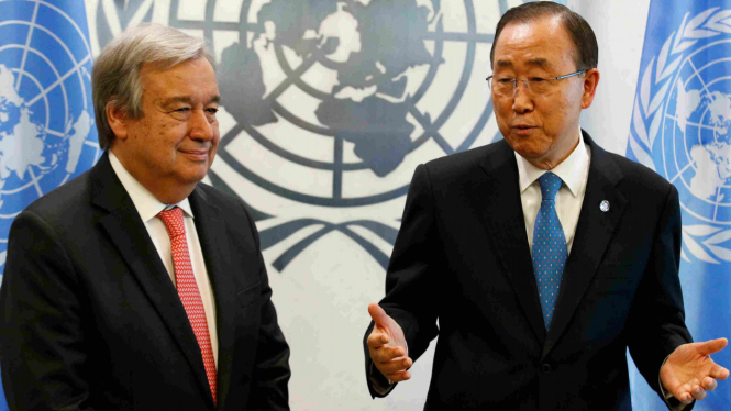 Sekjen PBB terpilih, Antonio Guterres (kiri). 