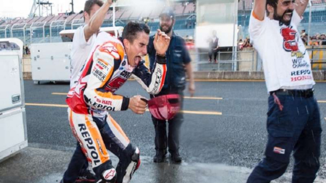 Marc Marquez usai memastikan gelar juara MotoGP 2016.