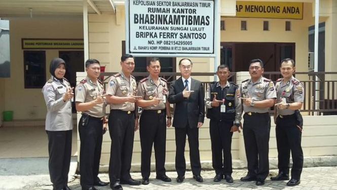 Bhabinkamtibmas Sungai Lulut bersama Kapolresta Banjarmasin dan Kepolisian Jepang.